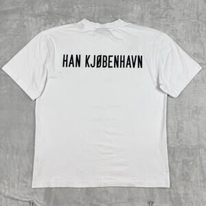 Han Kjøbenhavn White Logo T-Shirt 100% Cotton Minimalist Style Size M Designer